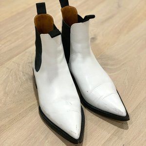 White Pointed Chelsea Boots